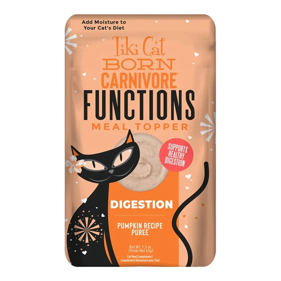 Tiki Pets Cat Tummy Topper Pumpkin Puree with Wheatgrass Digestive Support Cat Food Topper 1.5-oz