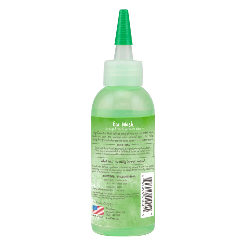 TropiClean Alcohol Free Ear Wash for Dogs & Cats 4-oz - Image 2