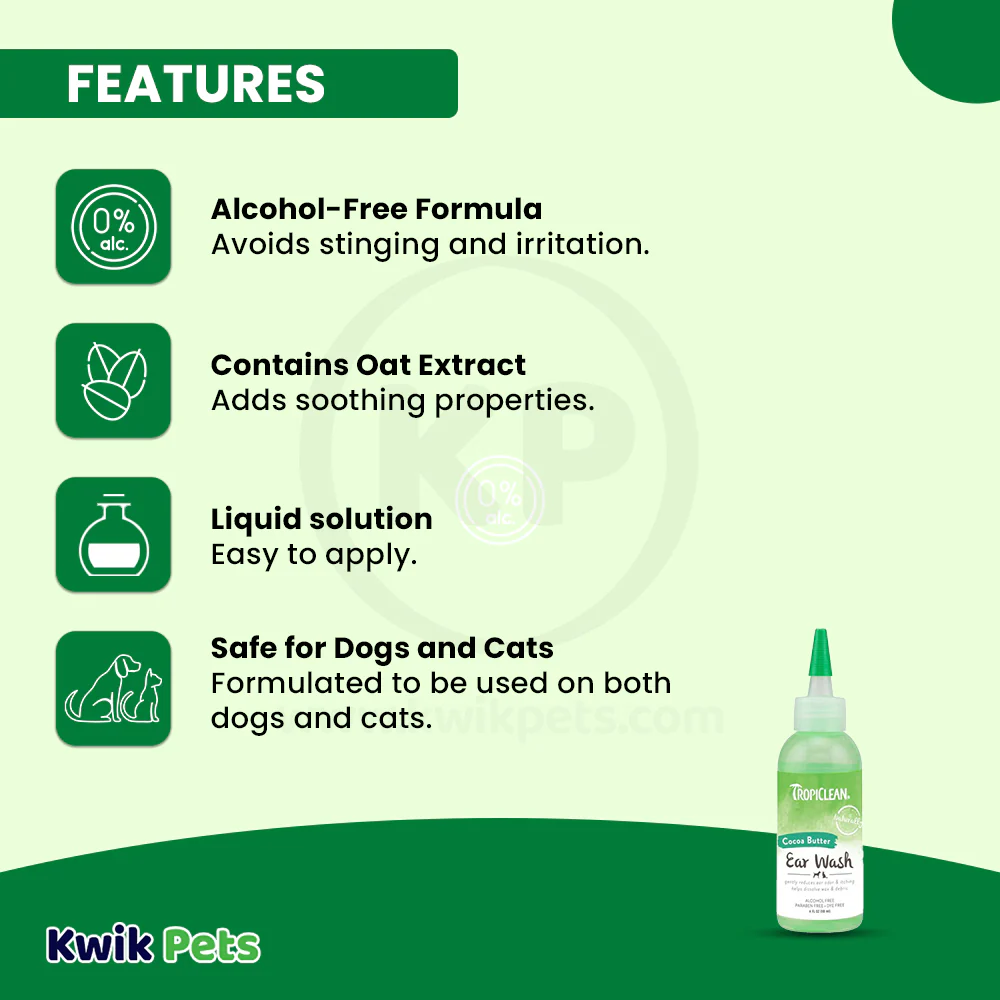 TropiClean Alcohol Free Ear Wash for Dogs & Cats 4-oz - Image 3