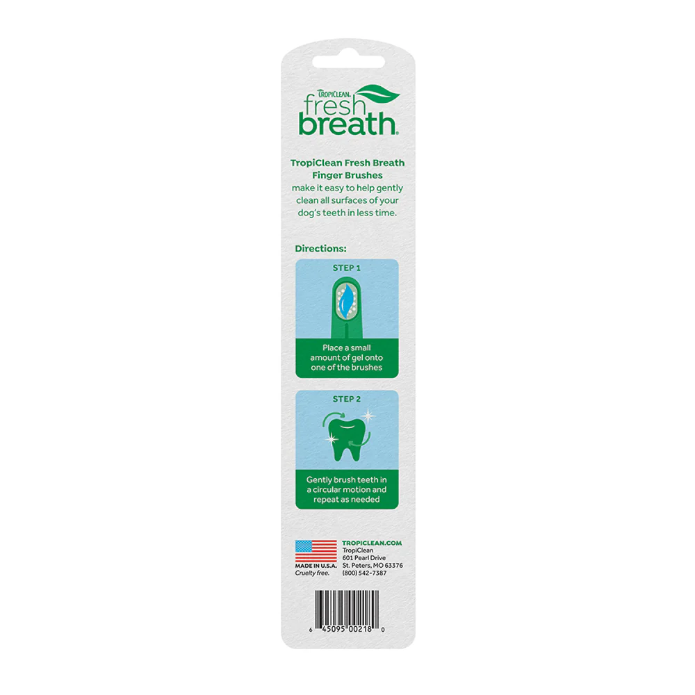 TropiClean Fresh Breath Finger Brushes for Dogs 2 Count - Image 2