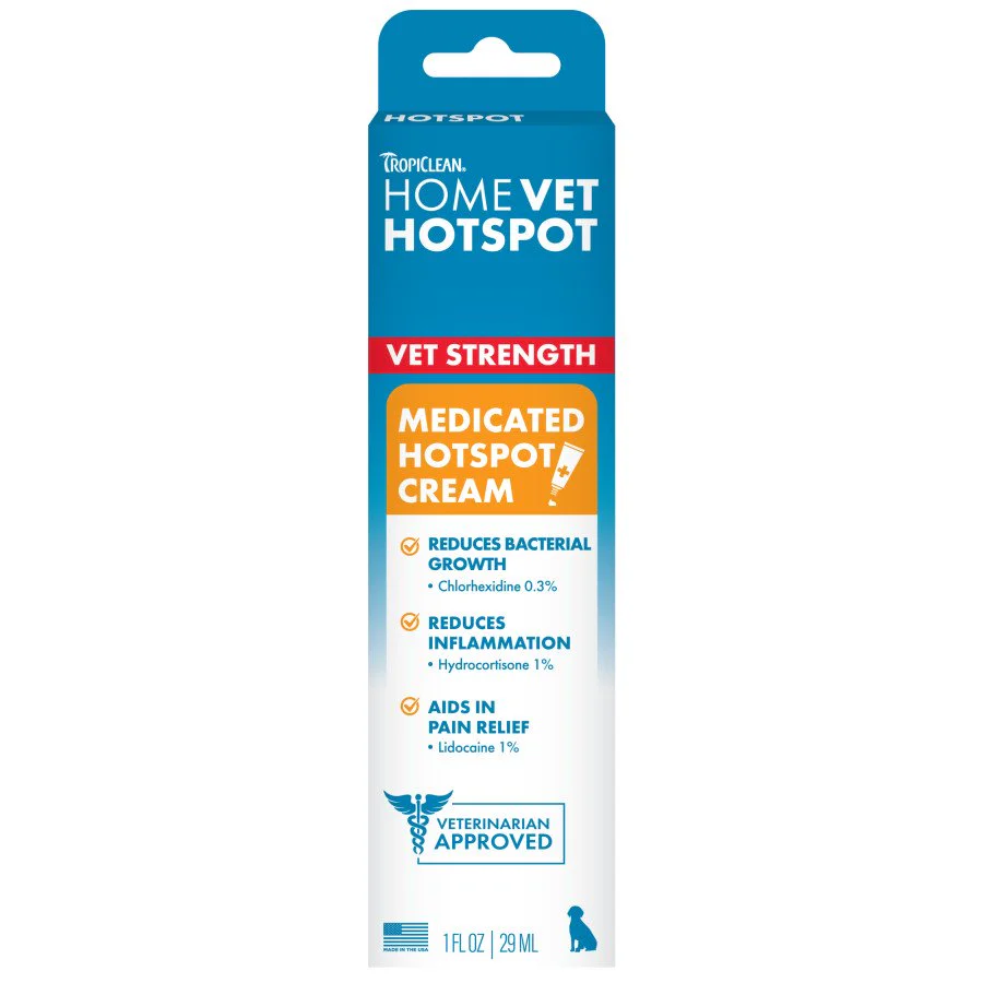 TropiClean HomeVet Medicated Itch Relief Dog Hot Spot Cream 1-oz