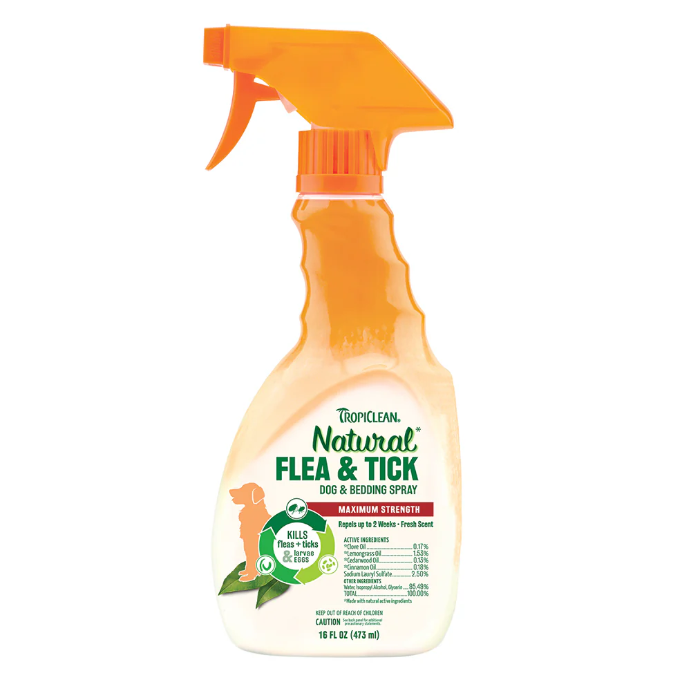 TropiClean Natural Flea & Tick Treatment Spray for Dogs 16-oz