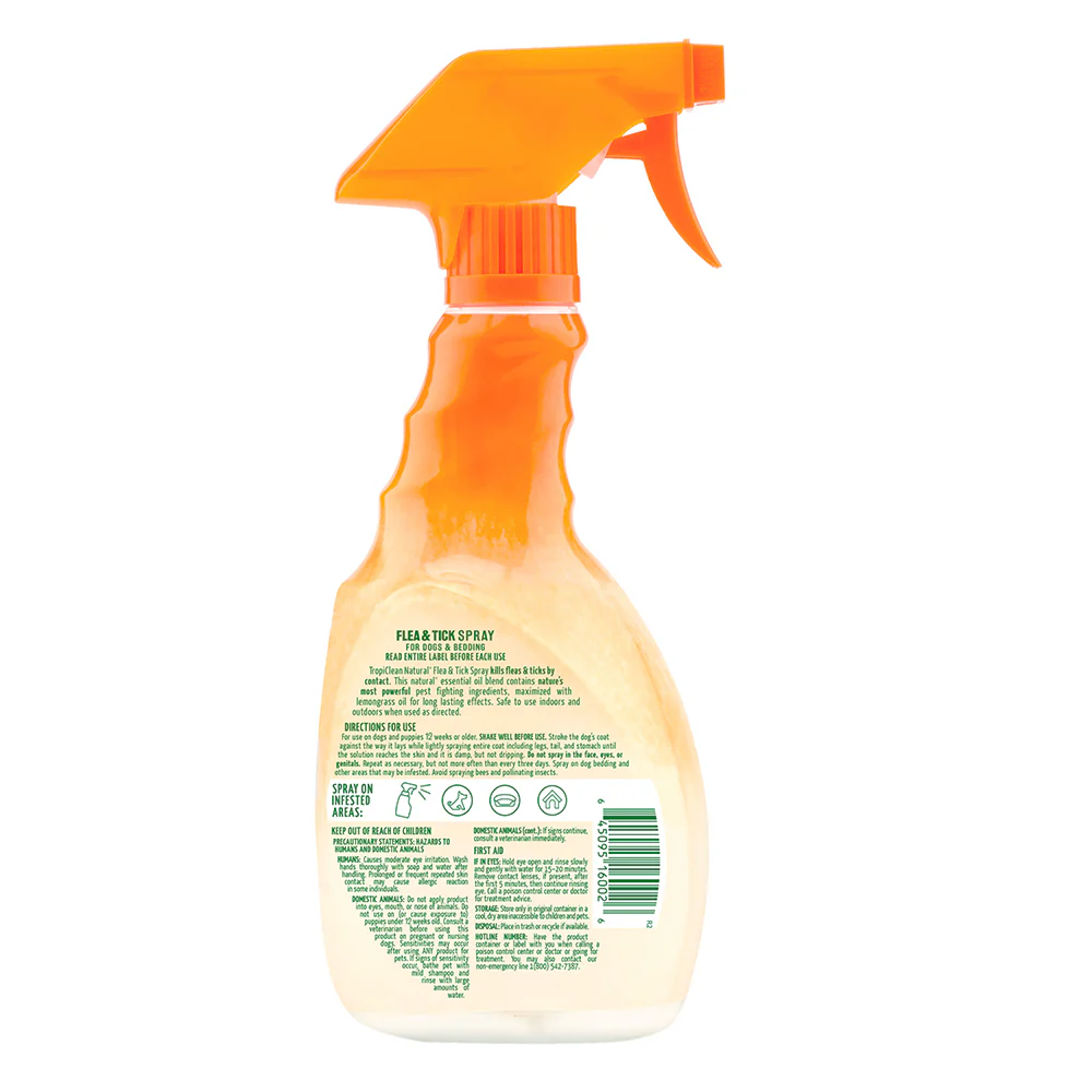 TropiClean Natural Flea & Tick Treatment Spray for Dogs 16-oz - Image 2