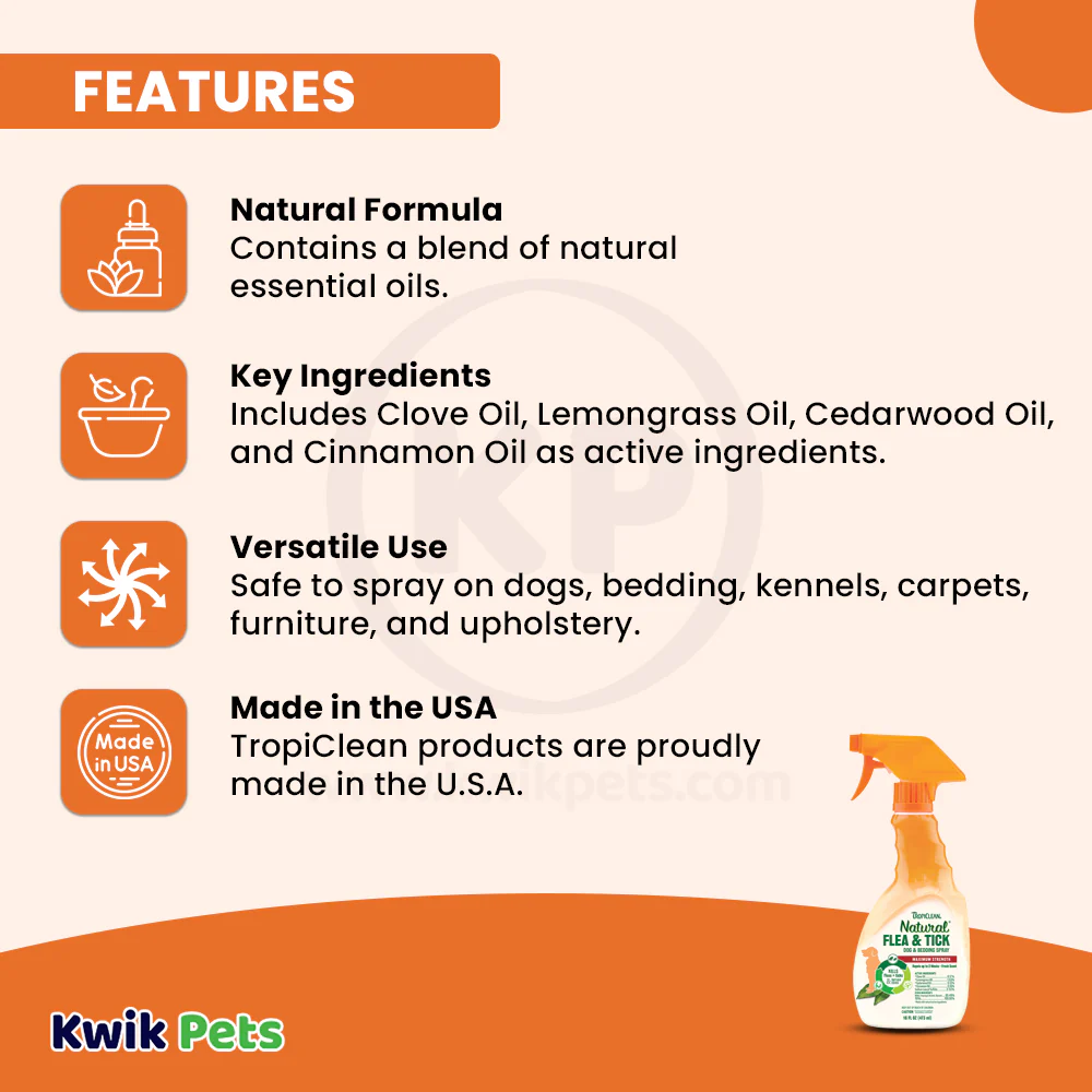 TropiClean Natural Flea & Tick Treatment Spray for Dogs 16-oz - Image 3