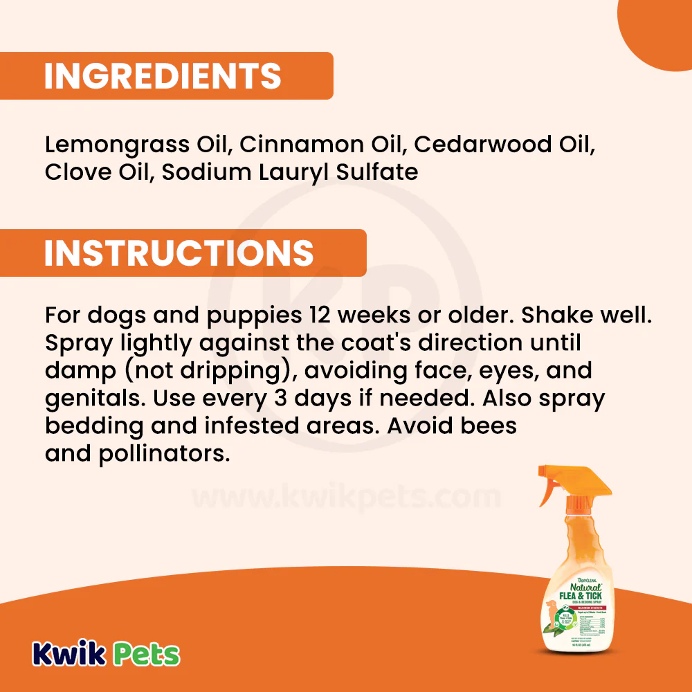 TropiClean Natural Flea & Tick Treatment Spray for Dogs 16-oz - Image 5