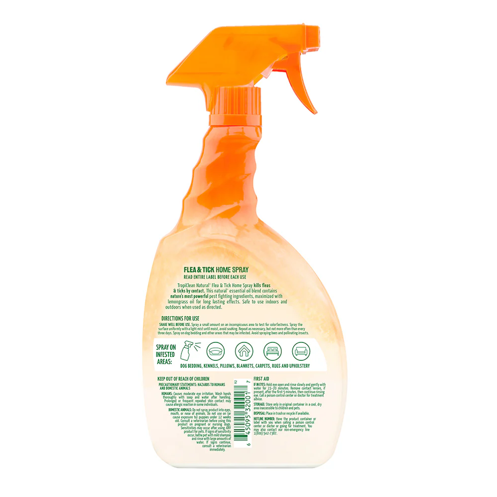 TropiClean Natural Flea & Tick Maximum Strength Home Spray 32-oz - Image 2