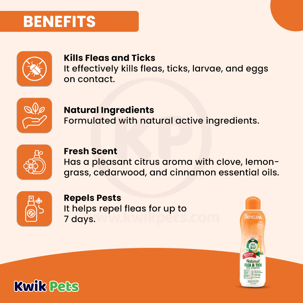 TropiClean Natural Flea & Tick Maximum Strength Shampoo for Dogs 20-oz - Image 4