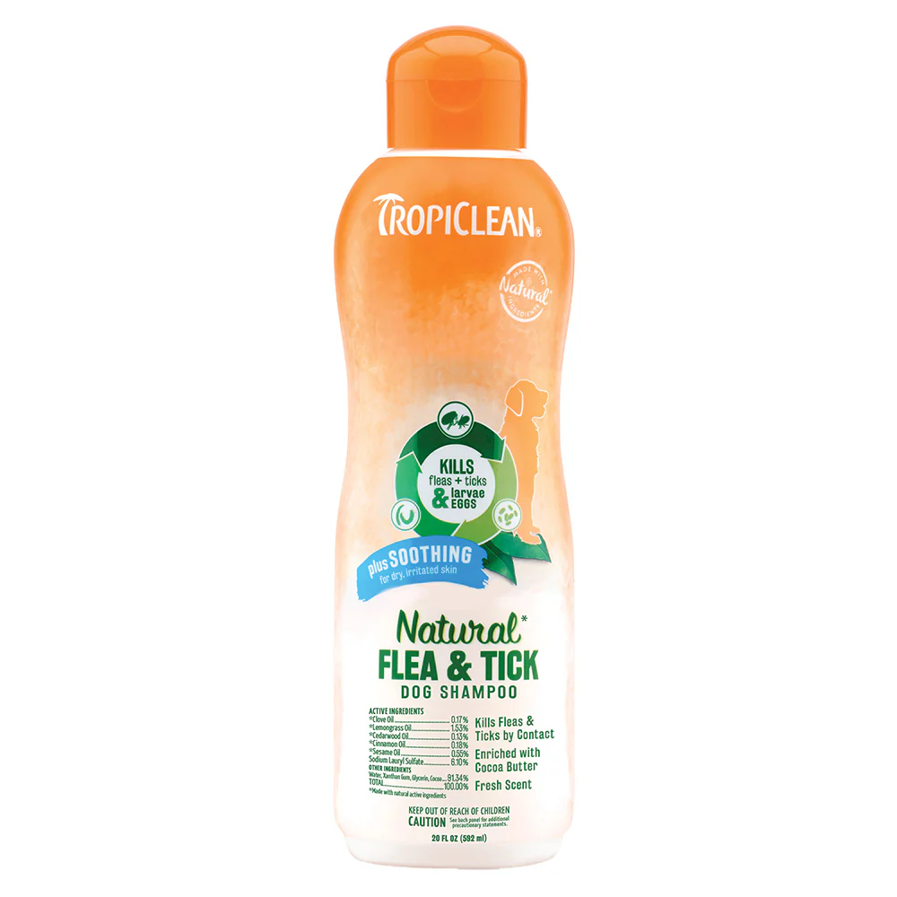 TropiClean Natural Flea & Tick Soothing Shampoo for Dogs 20-oz