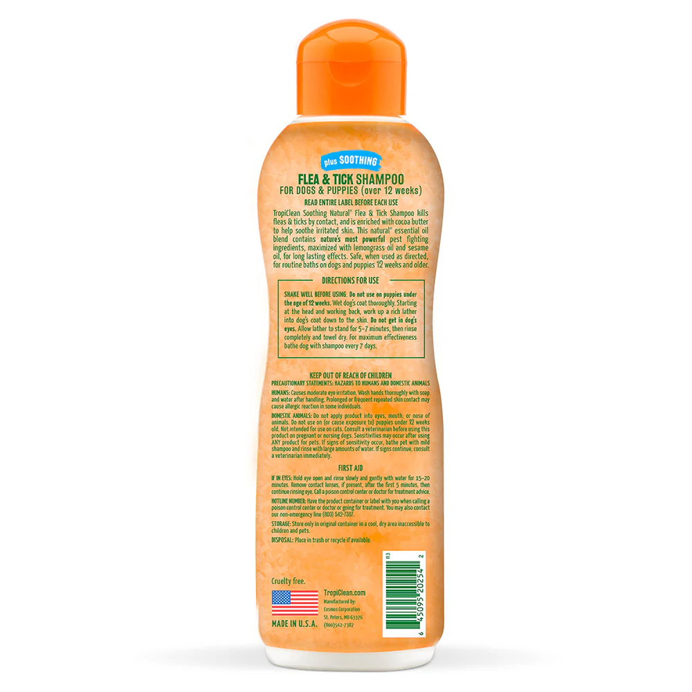 TropiClean Natural Flea & Tick Soothing Shampoo for Dogs 20-oz - Image 2