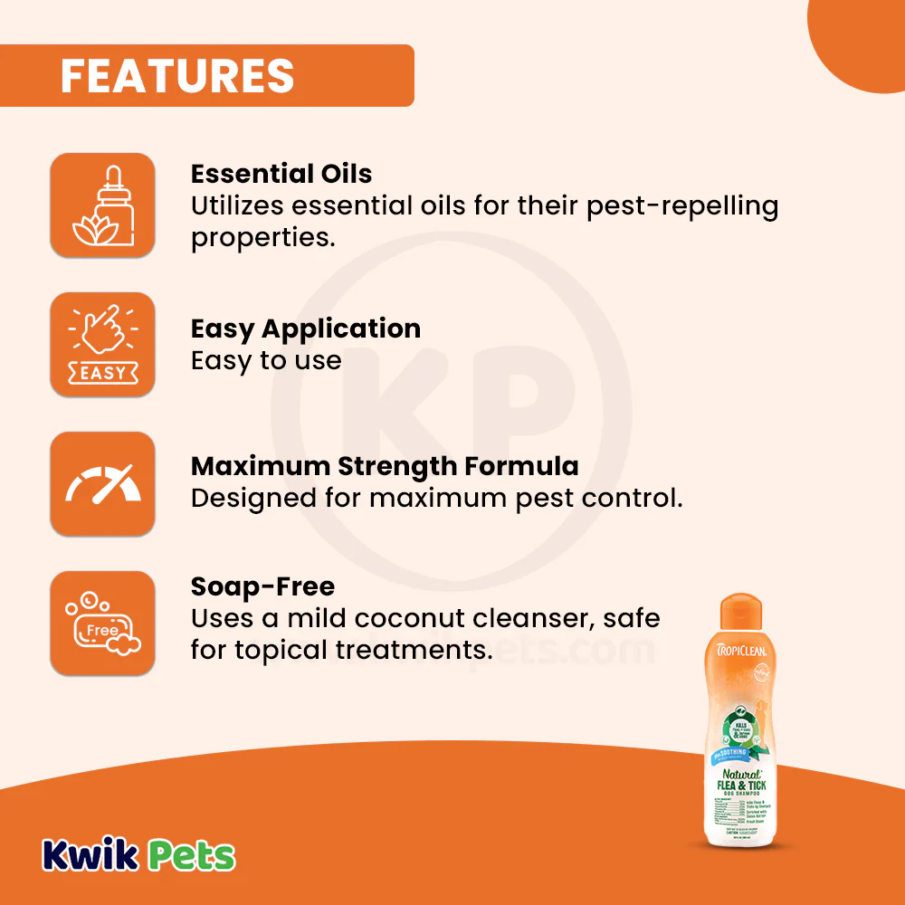 TropiClean Natural Flea & Tick Soothing Shampoo for Dogs 20-oz - Image 3