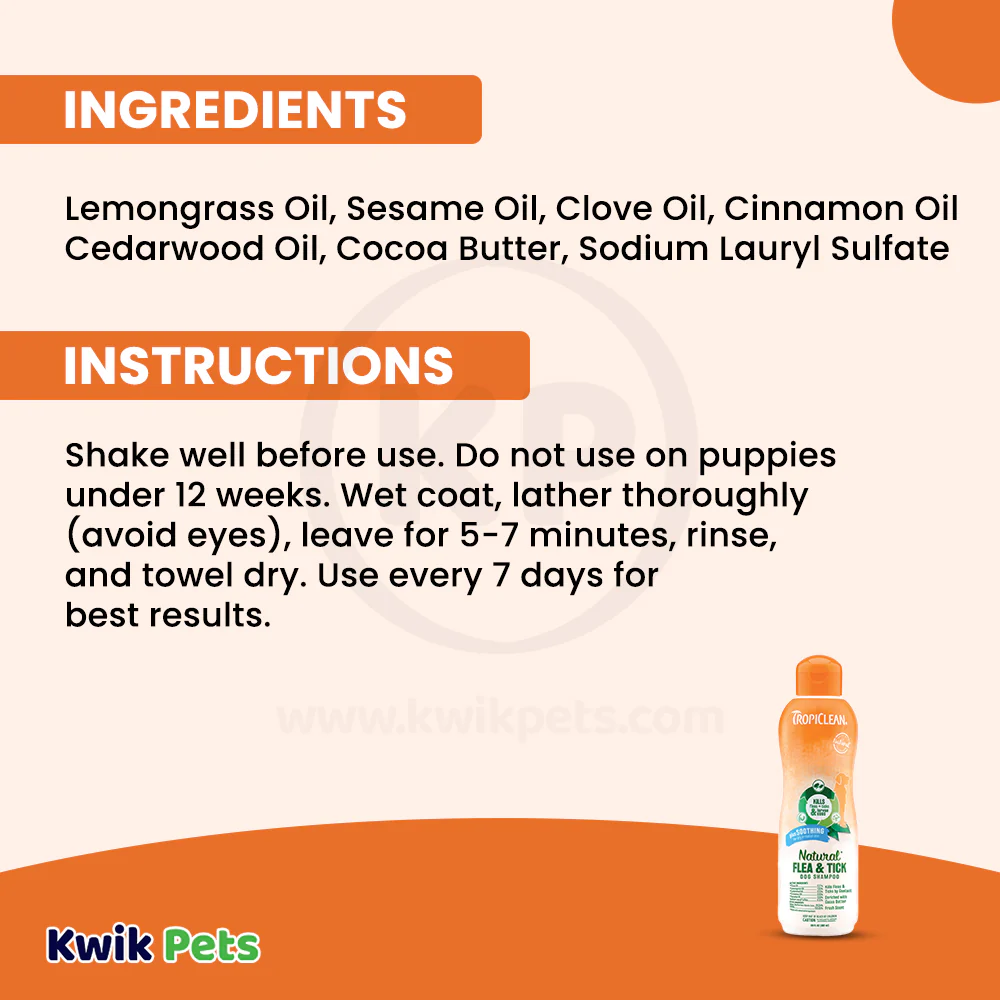 TropiClean Natural Flea & Tick Soothing Shampoo for Dogs 20-oz - Image 5