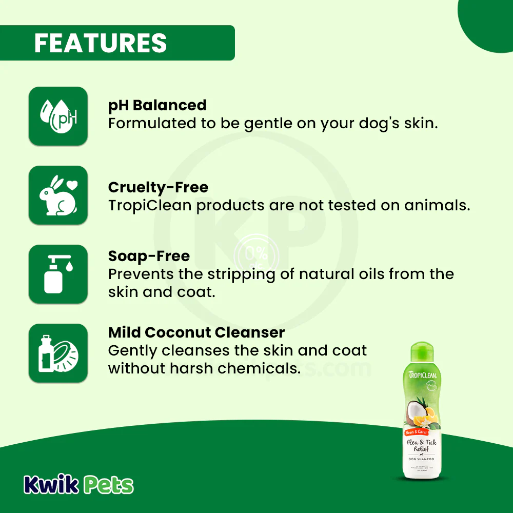 TropiClean Neem & Citrus Flea & Tick Relief Shampoo for Dogs 20-oz - Image 3