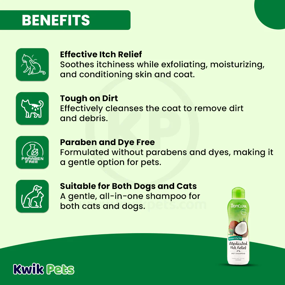 TropiClean Oatmeal & Tea Tree Medicated Itch Relief Dog & Cat Shampoo 20-oz - Image 4