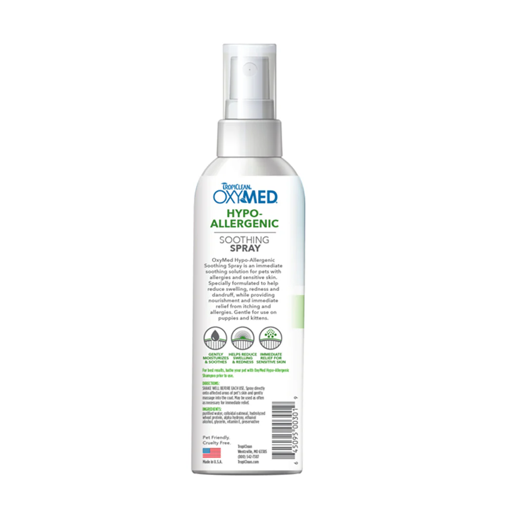 TropiClean OxyMed Hypoallergenic Soothing Spray for Dogs & Cats 8-oz - Image 2
