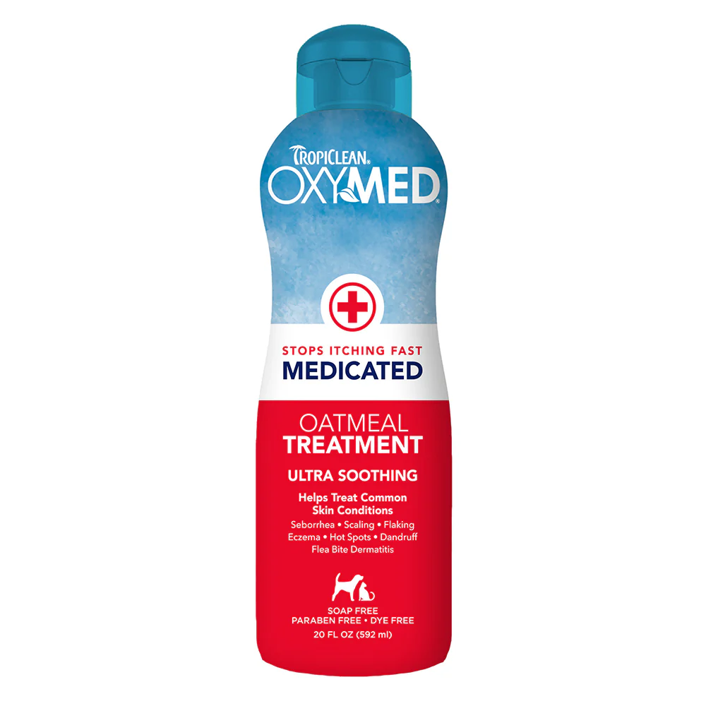 TropiClean OxyMed Medicated Oatmeal Treatment Pet Rinse for Dogs & Cats 20-oz