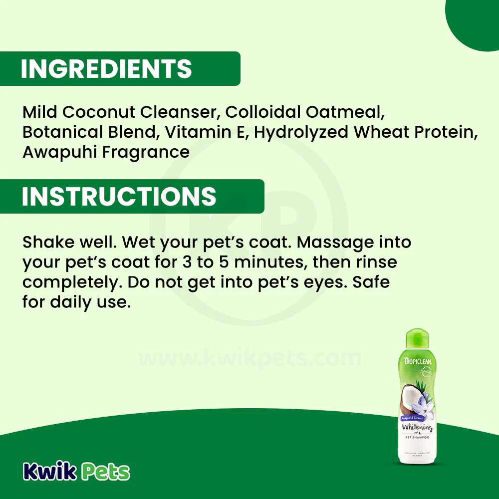 TropiClean Awaphui and Coconut Whitening Dog & Cat Shampoo 20-oz - Image 5