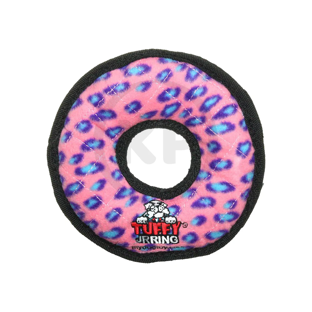 Tuffy Jr Ring Durable Pink Leopard Dog Toy 7-in - Image 3