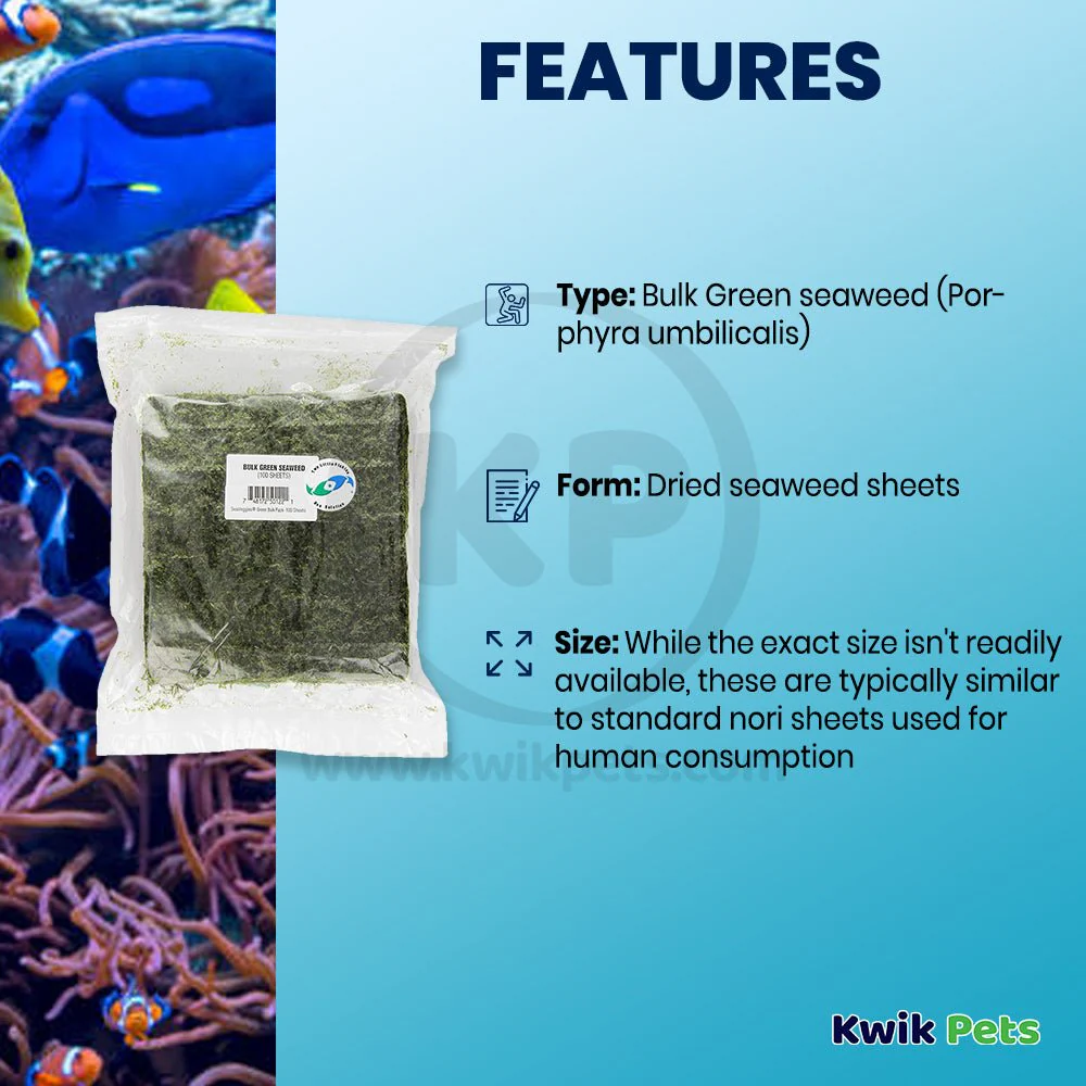 Two Little Fishies Julian Sprung's Seaveggies Green Seaweed Fish Food 100 Count - Image 2