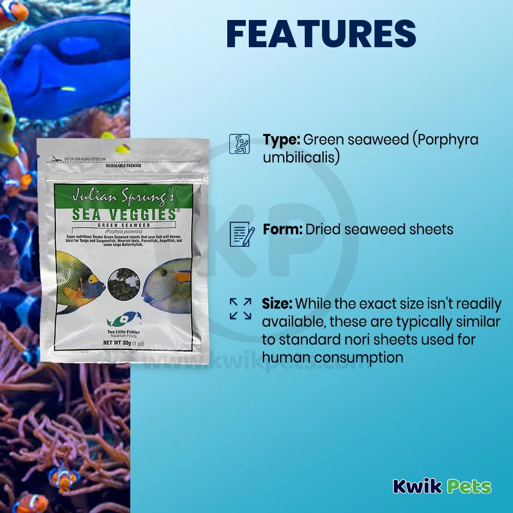 Two Little Fishies Julian Sprung's Seaveggies Green Seaweed Fish Food 1-oz - Image 2