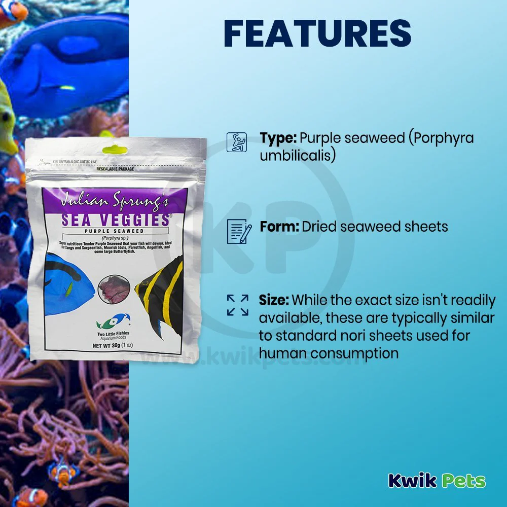Two Little Fishies Julian Sprung's Seaveggies Purple Seaweed Fish Food 1-oz - Image 2