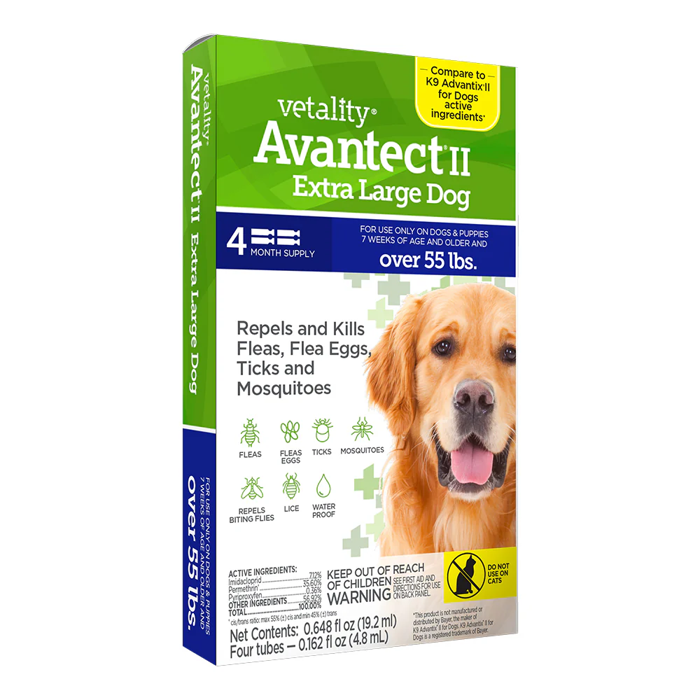 Vetality Avantect II Flea & Tick for Extra Large Dogs over 55 lbs 4 Count 0.648-oz