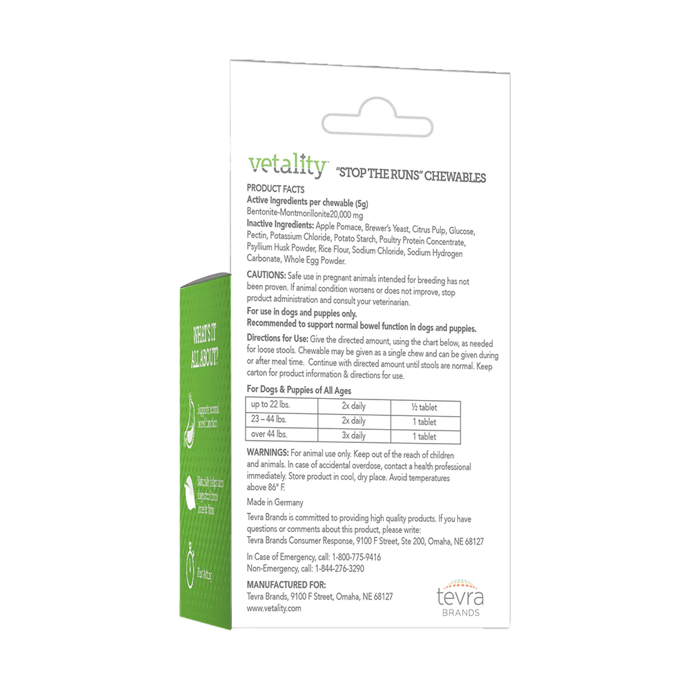 Vetality Stop the Runs Chewables for Dogs 6 Count - Image 2