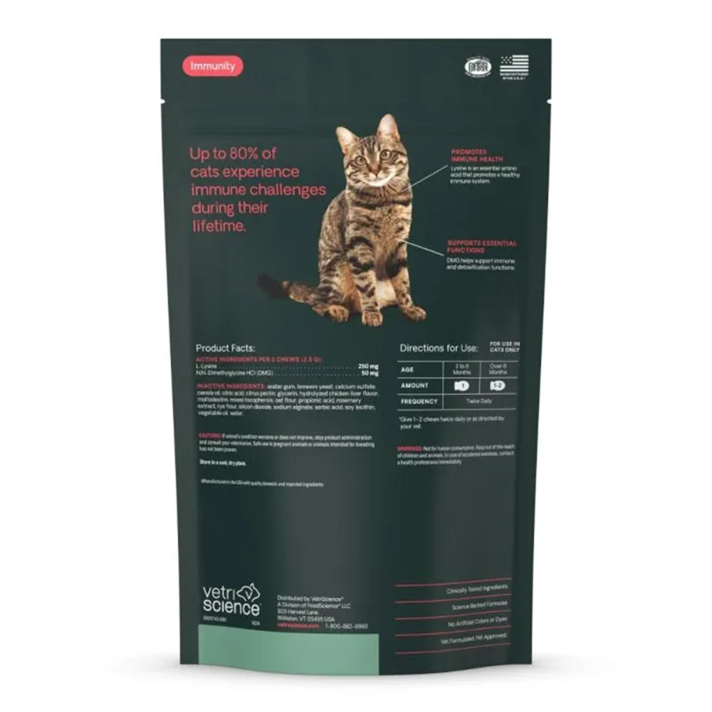 VetriScience Vetri Lysine Plus Immune & Respiratory Support Cat Chews 90 Count - Image 2