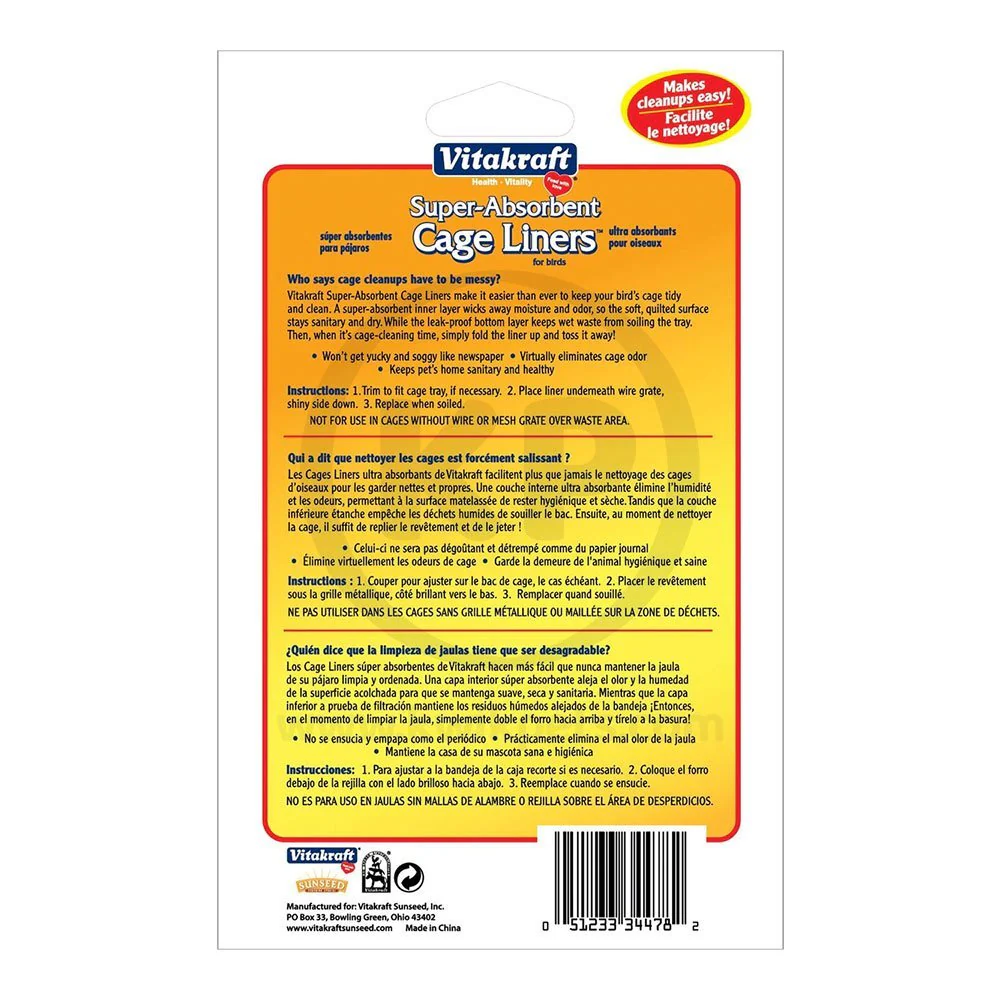 Vitakraft Super-Absorbent Cage Liners for Birds White 7 Count 20 in X 18 in - Image 2