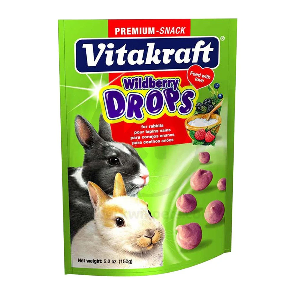 Vitakraft Drops With Wildberry Crunchy Treats for Rabbits 5.3-oz