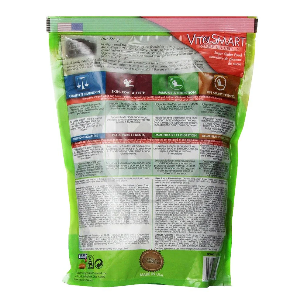 Vitakraft VitaSmart Complete Nutrition Sugar Glider Dry Food for Small Animals 28-oz - Image 2