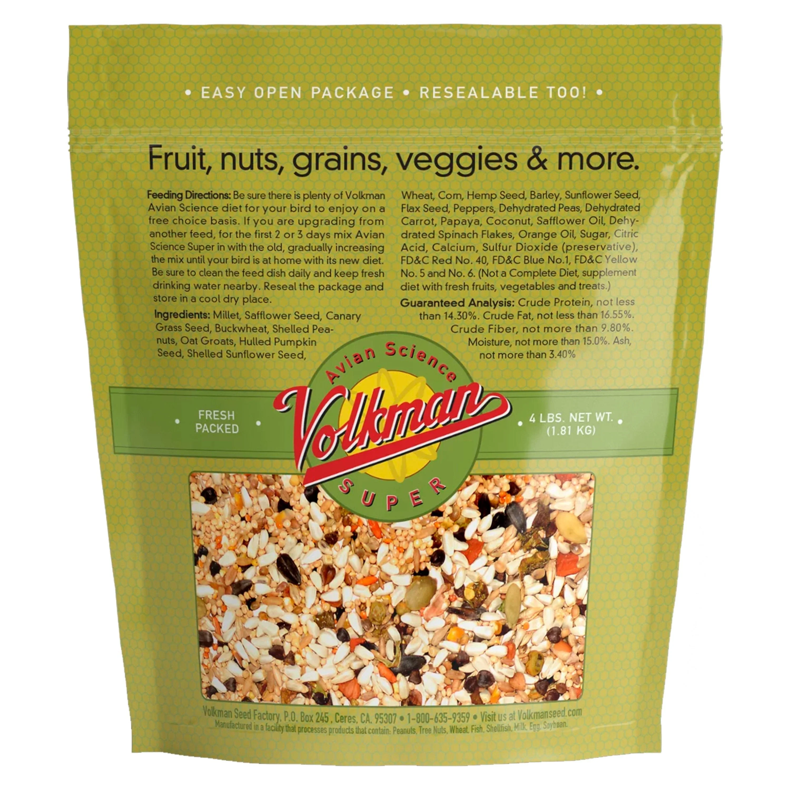 Volkman Seed Company Avian Science Super Lovebird & Conure Bird Treat 4-lb - Image 2
