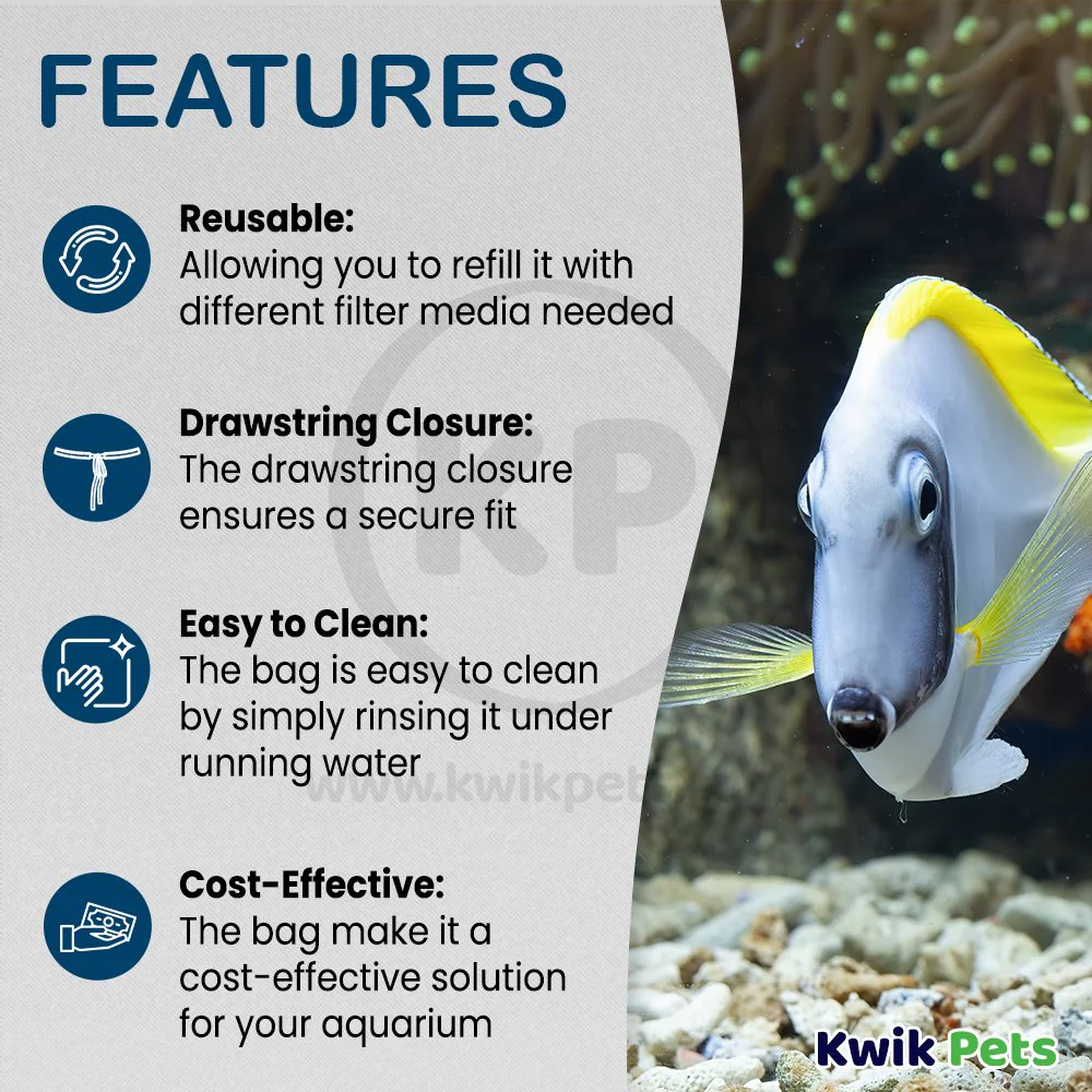 Weco Products Fine Mesh Drawstring Filter Media Bag for Aquarium White 4 in X 8 in - Image 2