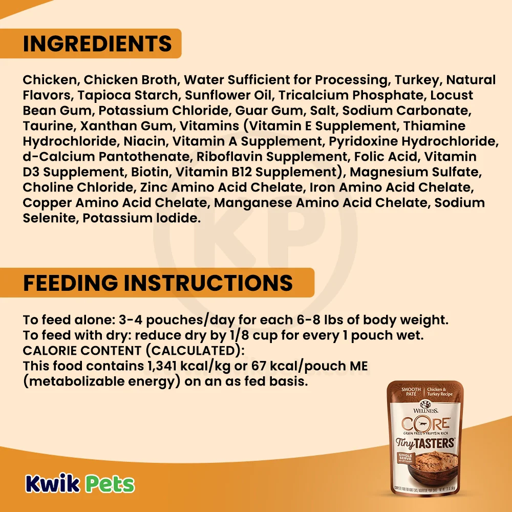 Wellness CORE Tiny Tasters Grain-Free Pate Wet Cat Food Chicken & Turkey 1.75-oz - Image 5