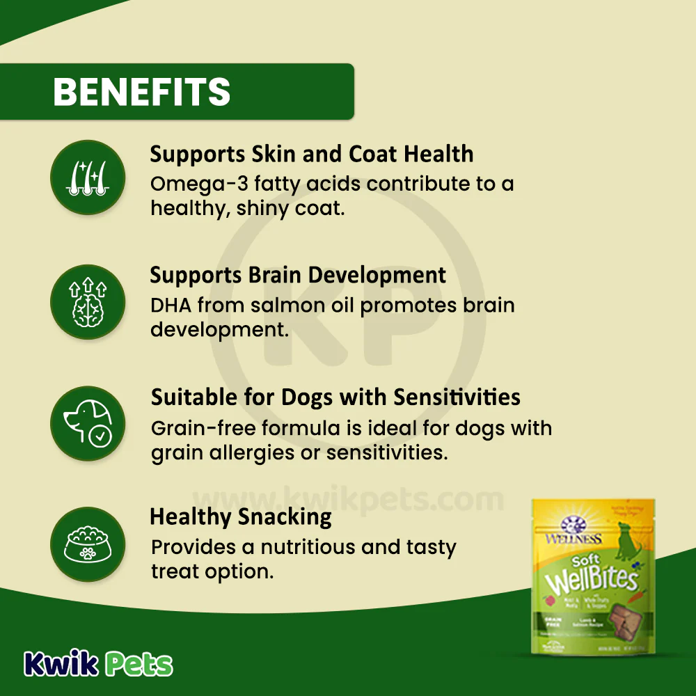 Wellness Soft WellBites Grain-Free Natural Dog Treats Lamb & Salmon 6-oz - Image 3