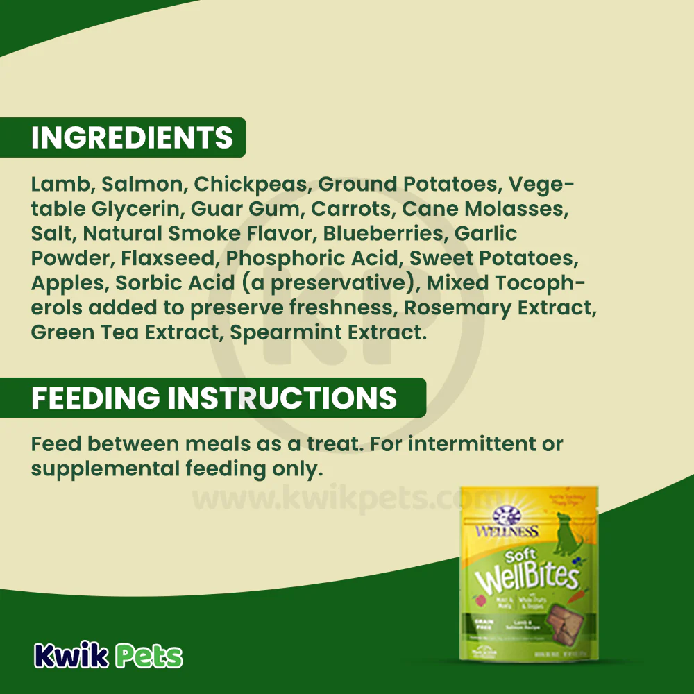 Wellness Soft WellBites Grain-Free Natural Dog Treats Lamb & Salmon 6-oz - Image 4