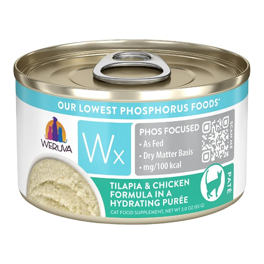 Weruva Wx Phos Focused Wet Cat Food Chicken & Tilapia Formula in a Hydrating Purée 3-oz