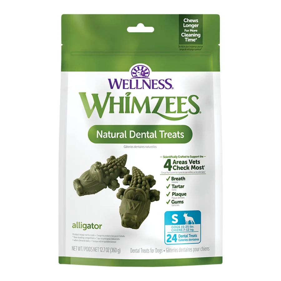 Whimzees Alligator Natural Dental Dog Treats Small 24 Count 12.7-oz