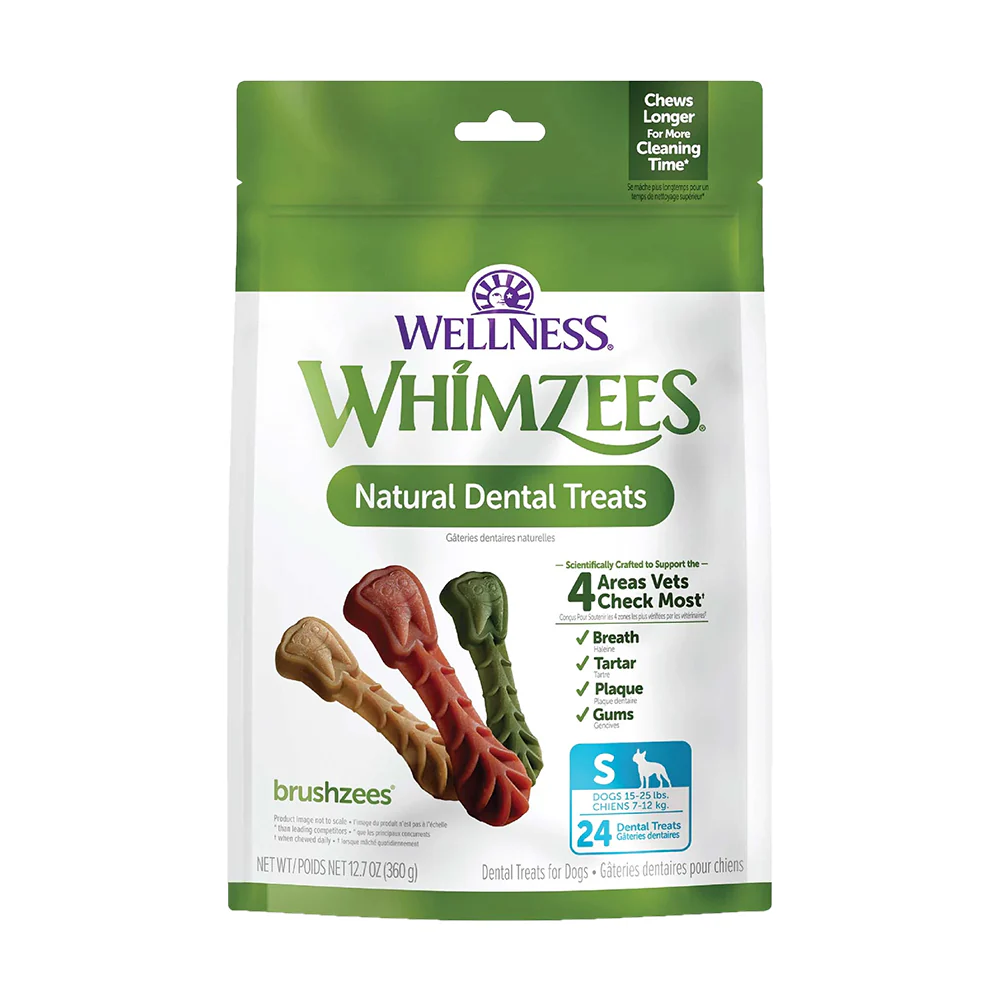 Whimzees Brushzees Natural Dental Dog Treats Small 24 Count 12.7-oz