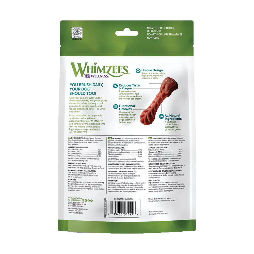Whimzees Brushzees Natural Dental Dog Treats Small 24 Count 12.7-oz - Image 2