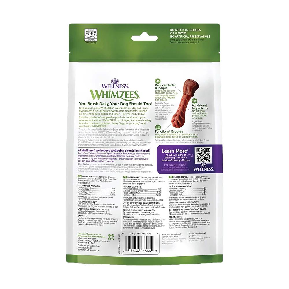Whimzees Brushzees Natural Dental Dog Treats X-Small 48 Count 12.7-oz - Image 2