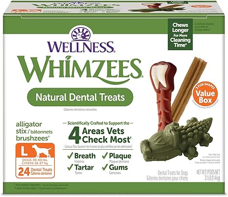 Whimzees Variety Value Box Natural Dental Dog Treats Large 24 Count 3.1-lb