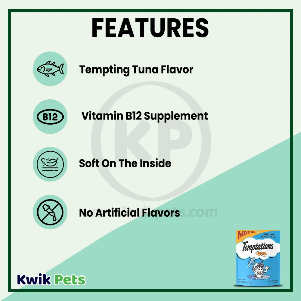Temptations Classics Crunchy & Soft Adult Cat Treats Tempting Tuna 6.3-oz - Image 3