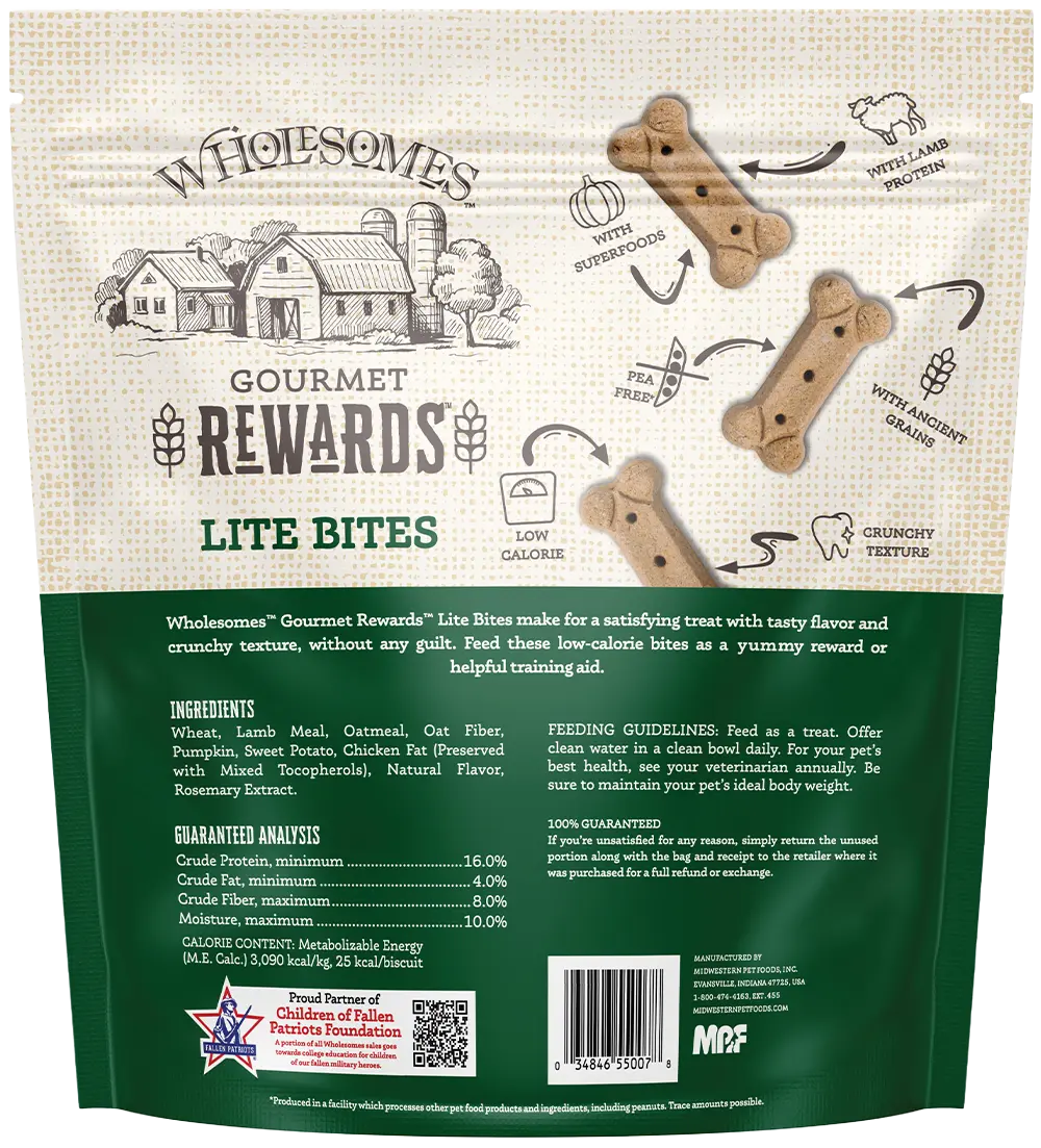 Wholesomes Gourmet Rewards Lite Bites Biscuits Oven-Baked Dog Treats Lamb 3-lb - Image 2