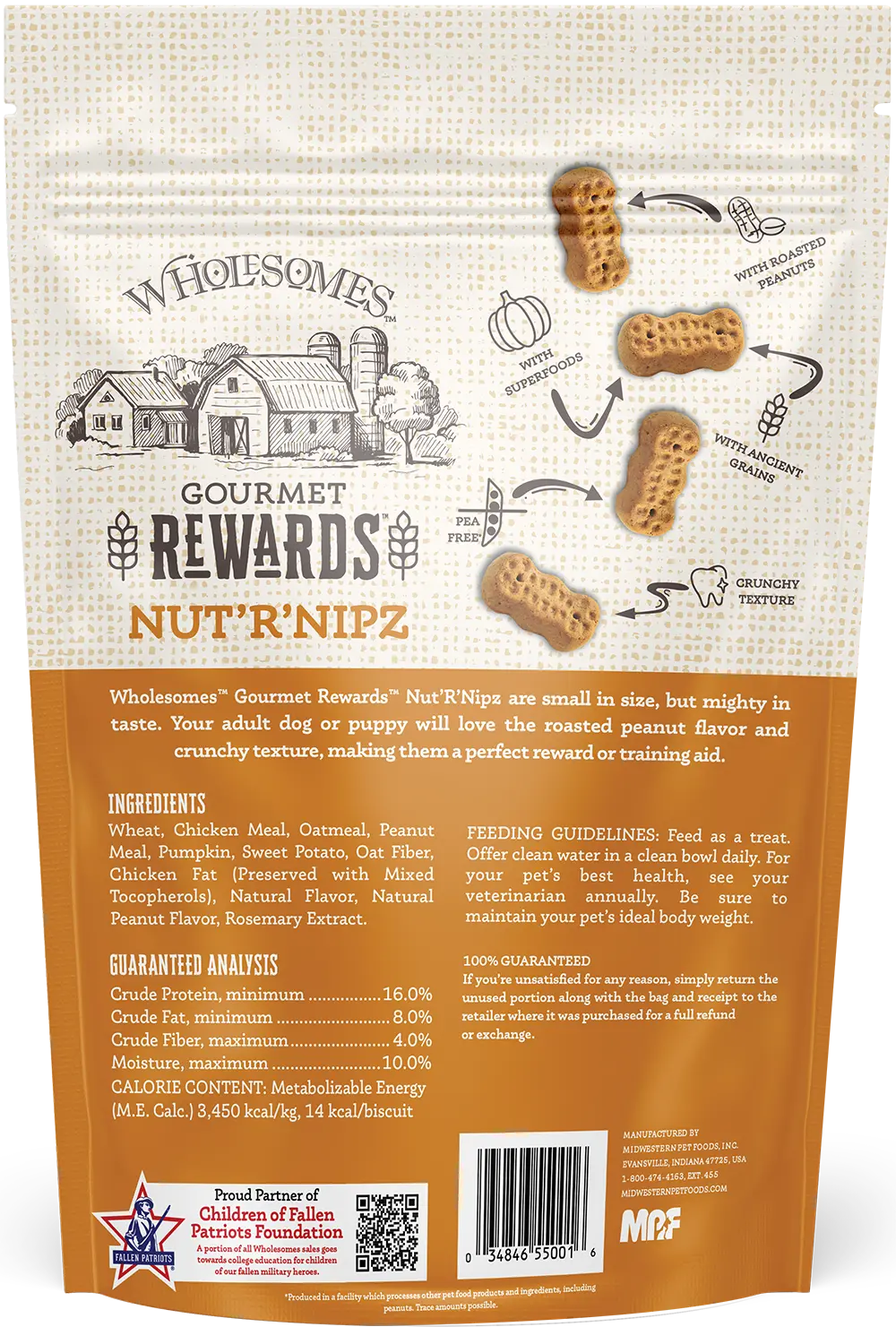Wholesomes Gourmet Rewards Nut'R'Nipz Biscuits Oven-Baked Dog Treats Peanut Butter 2-lb - Image 2