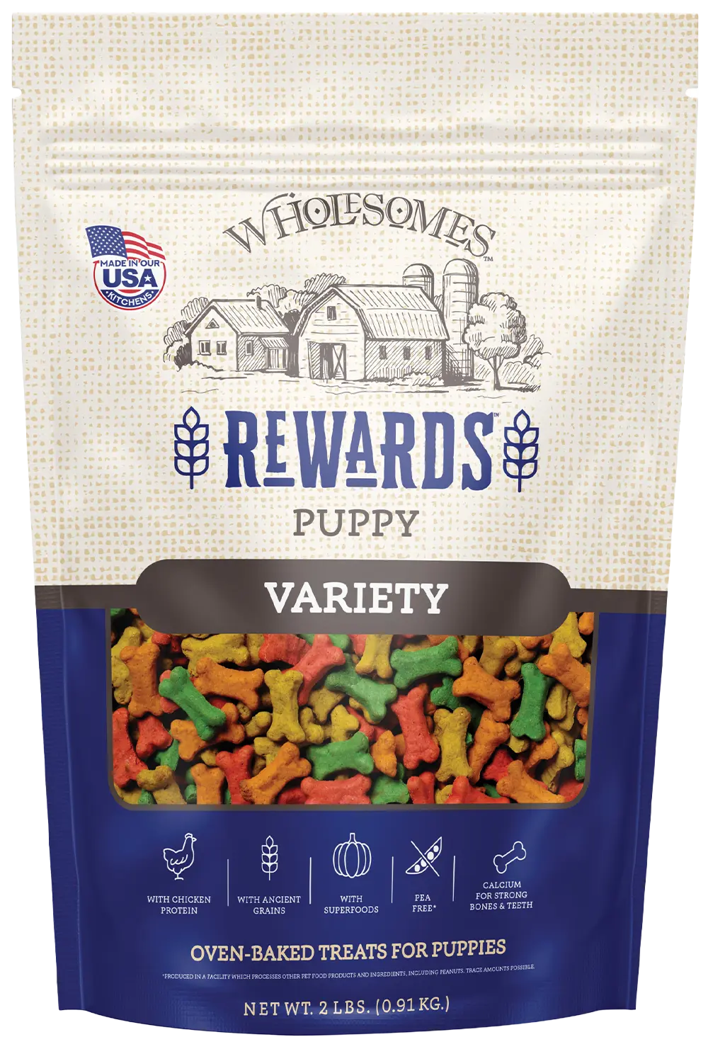 Wholesomes Rewards Puppy Variety Biscuit Oven-Baked Dog Treats Chicken 2-lb
