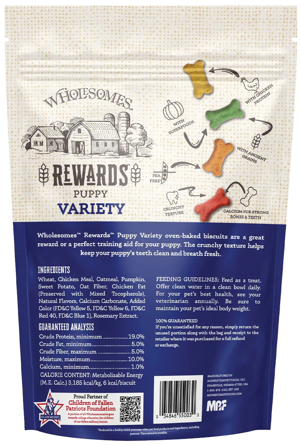 Wholesomes Rewards Puppy Variety Biscuit Oven-Baked Dog Treats Chicken 2-lb - Image 2