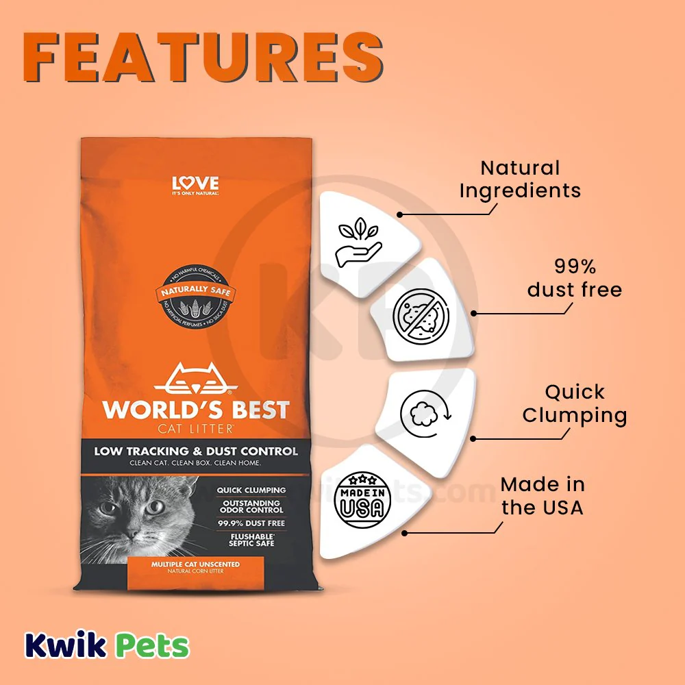 World's Best Cat Litter Low Tracking & Dust Control Multiple Cat Unscented Formula 8-lb - Image 3