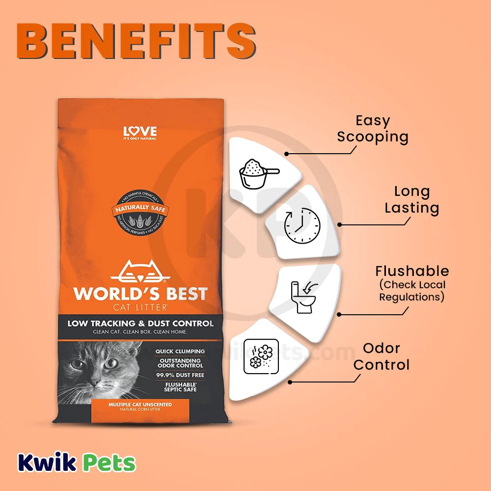 World's Best Cat Litter Low Tracking & Dust Control Multiple Cat Unscented Formula 8-lb - Image 4
