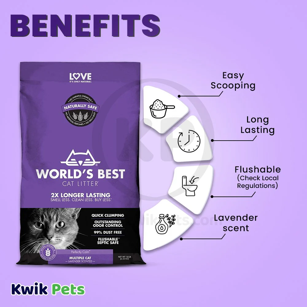 World's Best Cat Litter Multiple Cat Lavender Scented Formula 15-lb - Image 4