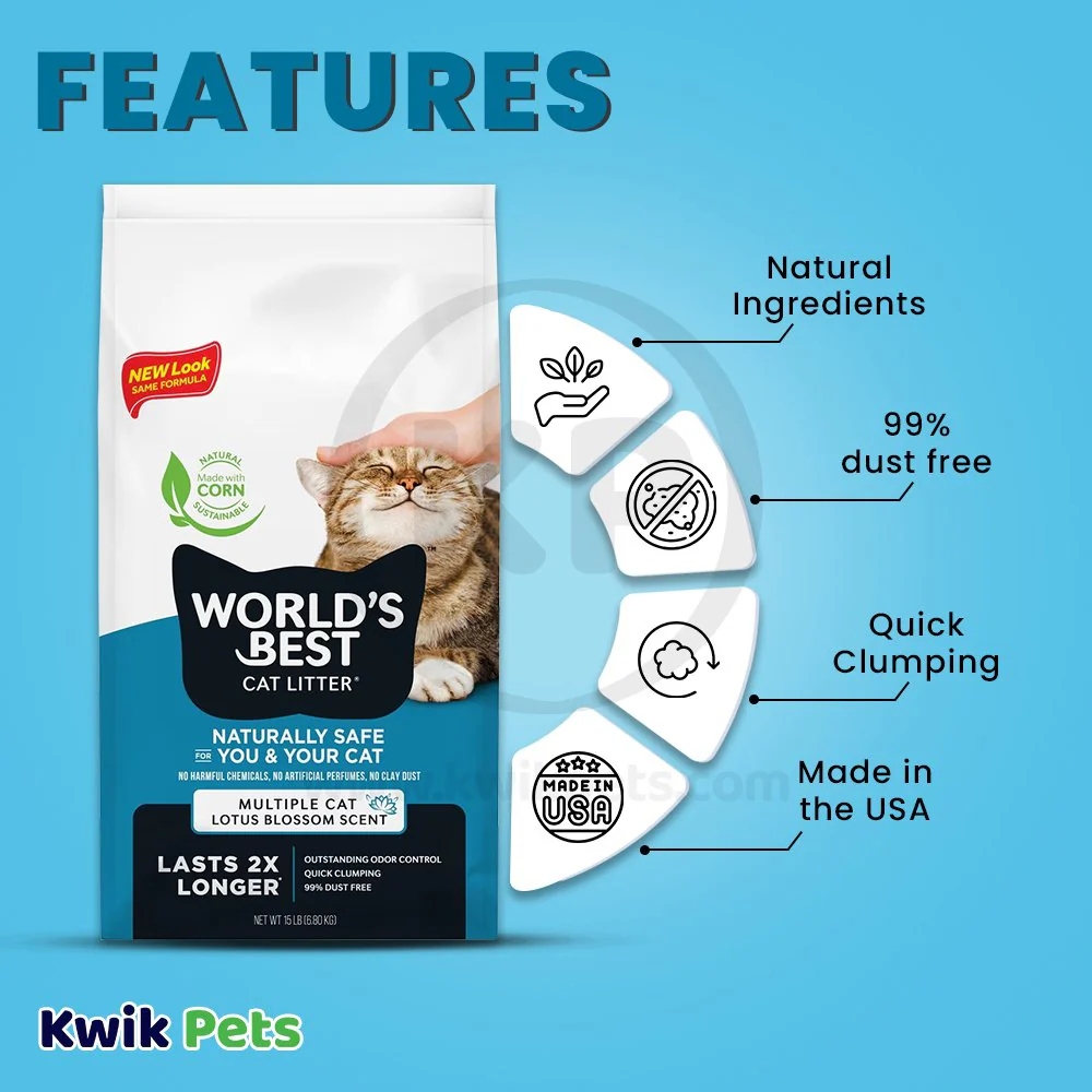 World's Best Cat Litter Multiple Cat Lotus Blossom Scented Formula 15-lb - Image 3